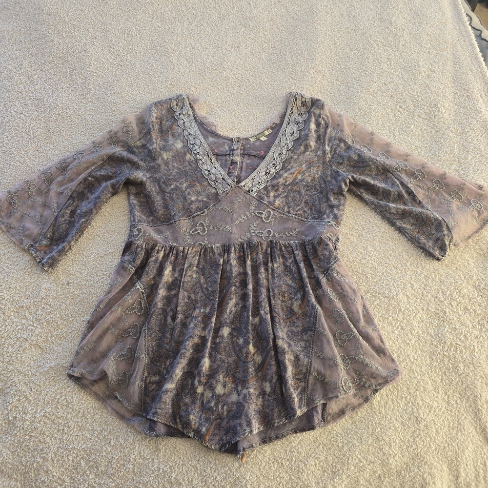 Gimmicks By BKE Fairy Grunge Babydoll Tunic Top Whimsigoth Lace Embroidered Sz S